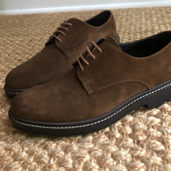 New: To Boot New York Brookdale Mid Brown Suede Lug Sole Derby. Size 8.5